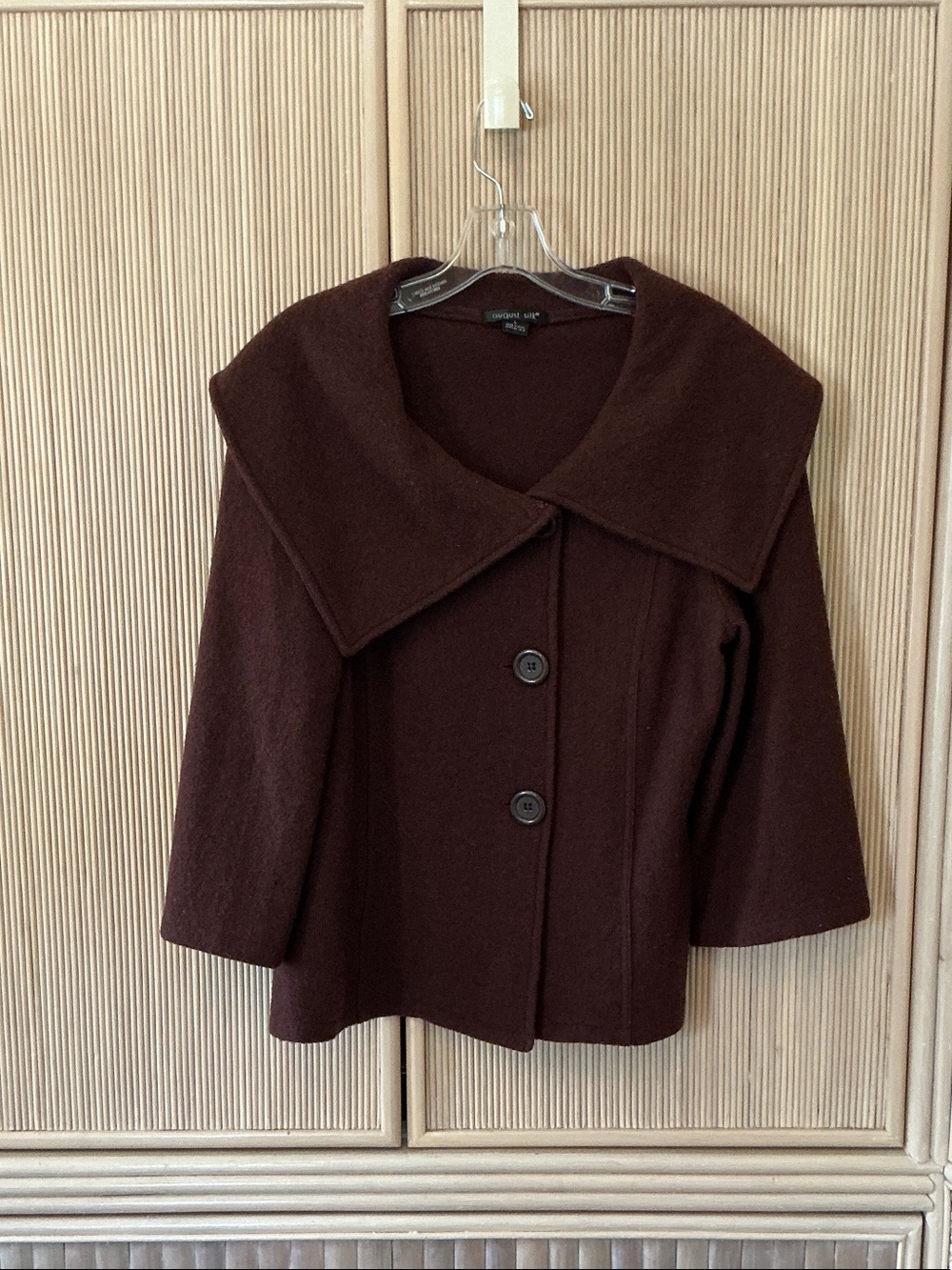 august silk Dark Brown Wide Collar Button Front Cardigan